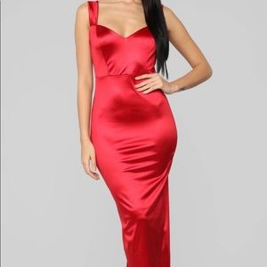 Red Satin maxi dress